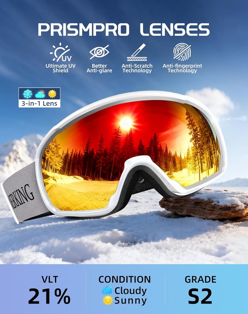 Innerking OTG Ski Goggles SGS Approved, Over Glasses Snow Snowboarding Winter Goggles Anti Fog for Adult, Youth, Men Women - Image 4